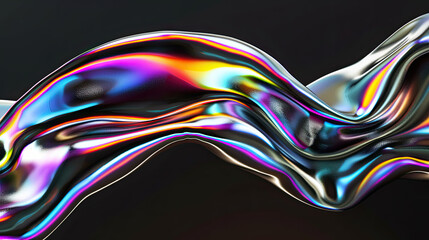 Titanium rainbow wave. Isolated on black background 