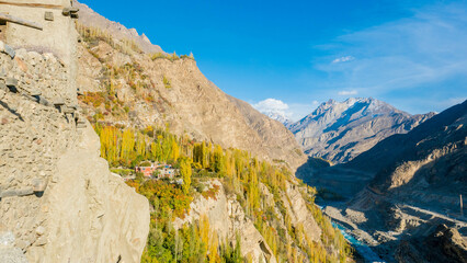 Scenery at a village in Pakistan In the autumn leaves change color