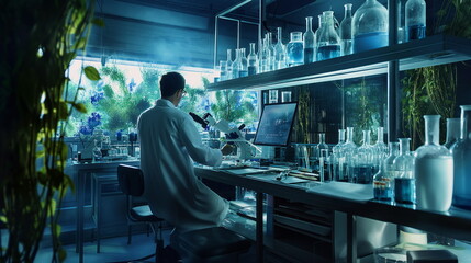 Scientist Observing Growth of Synthetic Organisms in Lab, Bioengineering Breakthrough