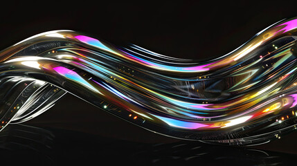 Titanium rainbow wave. Isolated on black background 