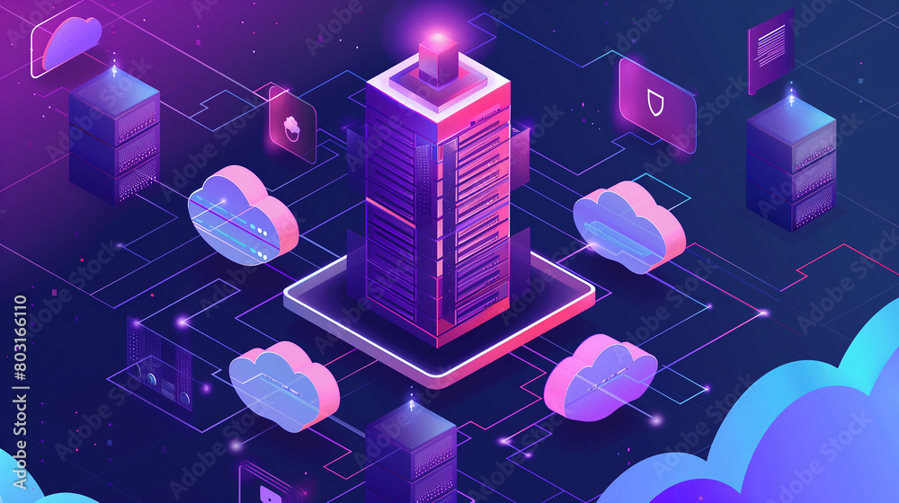 Poster the importance of cloud security with an image showing protective layers and protocols safeguarding 