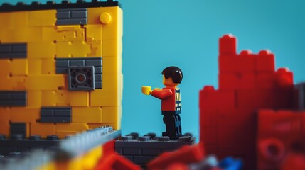 Dynamic LEGO scene with forced perspective: Explosion of creativity and action