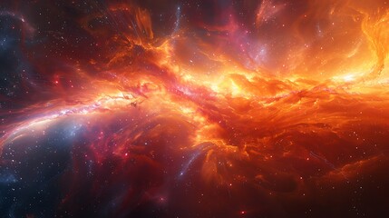 Illustrate the dramatic energy of a supernova explosion, blending intense colors and dynamic movements to represent the raw power of the universe.