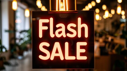 a flash sale sign in a store