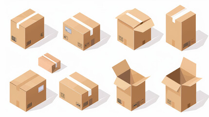 box, cardboard, carton, package, shipping, delivery, boxes, brown, container, packaging, moving, 3d, packing, warehouse, storage, transportation, vector, cargo, parcel, paper, pallet, business, illust