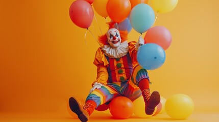 Colorful Clown Balancing Balloons