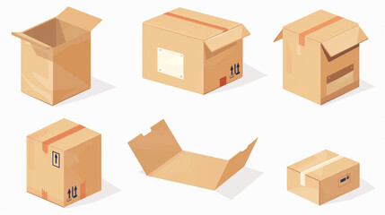 Fototapeta premium box, cardboard, carton, package, shipping, delivery, boxes, brown, container, packaging, moving, 3d, packing, warehouse, storage, transportation, vector, cargo, parcel, paper, pallet, business, illust