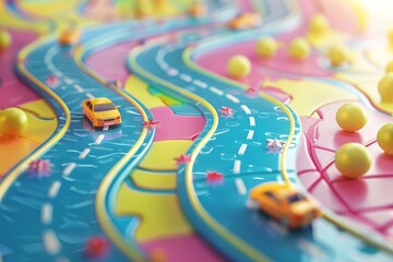 illustration of cars on the road bokeh style background