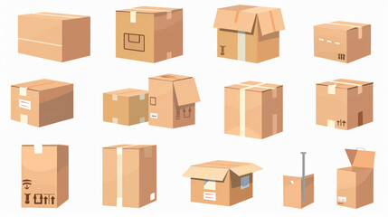 Fototapeta premium box, cardboard, carton, package, shipping, delivery, boxes, brown, container, packaging, moving, 3d, packing, warehouse, storage, transportation, vector, cargo, parcel, paper, pallet, business, illust