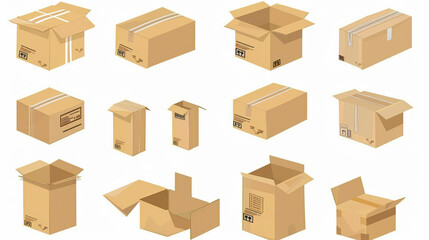 box, cardboard, carton, package, shipping, delivery, boxes, brown, container, packaging, moving, 3d, packing, warehouse, storage, transportation, vector, cargo, parcel, paper, pallet, business, illust