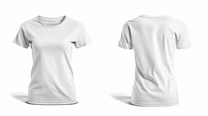 Blank white lady t-shirt templates for designing casual clothing