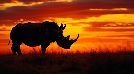 Naklejka premium Majestic Javan Rhino Silhouette