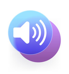 Round glass morphism loud speaker icon. Vector illustration