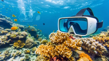 Virtual reality glasses with futuristic vision technology. VR goggles. Marine Life