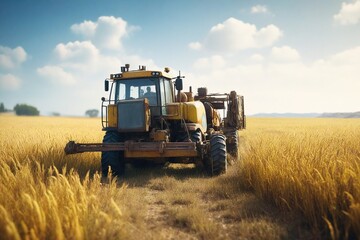 Obraz premium combine harvester on field