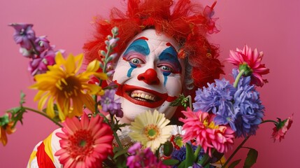 Colorful Clown with Flowers
