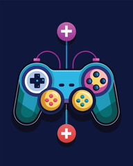 video game control with joystick vector illustration design. colorful flat style design