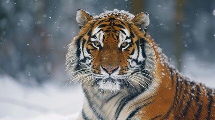 Majestic Siberian Tiger in Snowy Landscape