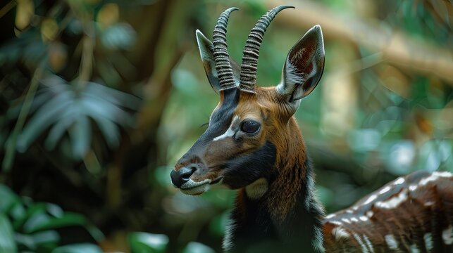 Unique Saola with Long Horns