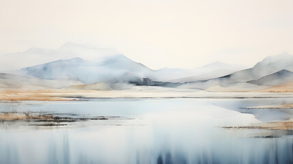 Fototapeta premium Endless watercolor cool color mountains landscape abstract graphic poster web page PPT background