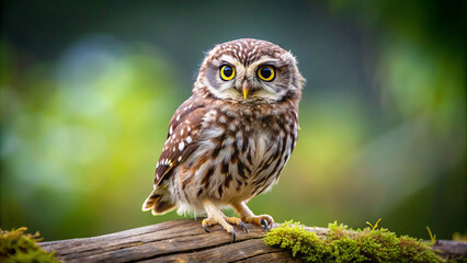 Little owl on nature background
