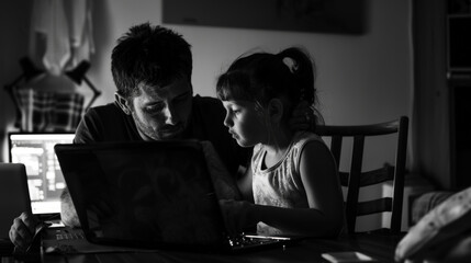 dad helping daughter with homework