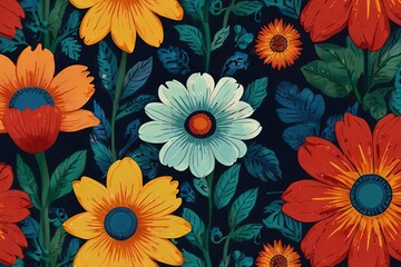 beautiful flowers, flat background, isometric	
