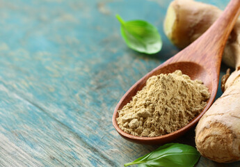 ground and fresh ginger spices for healthy eating