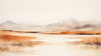 Endless watercolor warm color mountains landscape abstract graphic poster web page PPT background