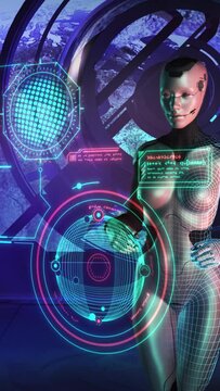 Artificial intelligence conducts biological research in space. 3D render