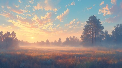 Bring the ethereal beauty of foggy morning skies to life in a digital painting