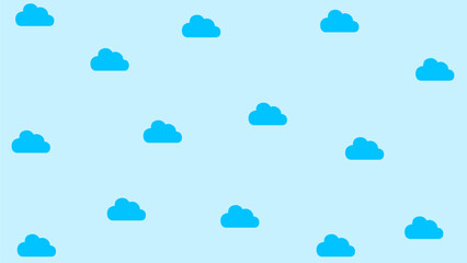 Blue sky with clouds, vector seamless background.Cloudscape in the blue sky, white illustration cloud	
