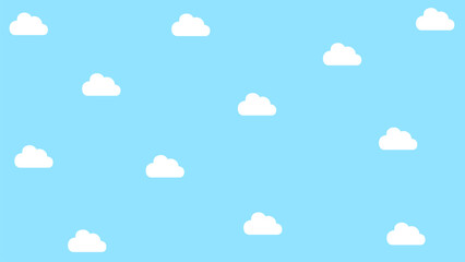 Blue sky with clouds, vector seamless background.Cloudscape in the blue sky, white illustration cloud	

