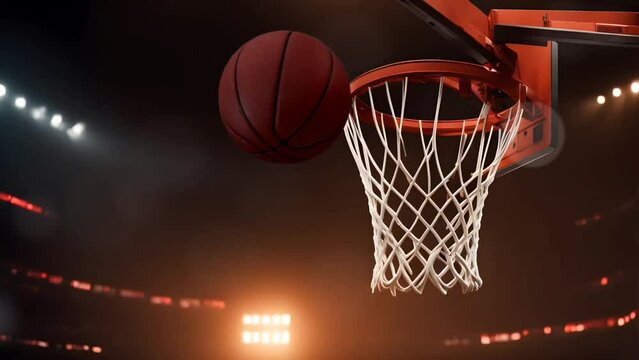 Basketball hoop and ball. Seamless looping time-lapse 4k video animation background