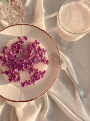 table setting with flowers