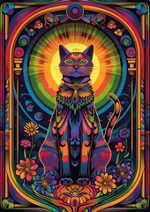 Fototapeta premium Photo of a bright stylish poster with a cat