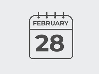 February 28 calendar reminder. 28 February daily calendar icon template. Calendar 28 February icon Design template. Vector illustration
