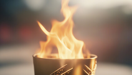 he burning Olympic torch, isolated light background
