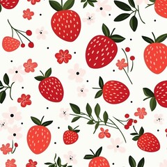 Trendy strawberry print, modern minimalist style, repeating seamless pattern for fabric design ,  seamless pattern