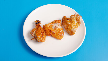Chicken kebab on plate isolated