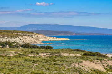 scenic view of Gilikli Beach near Alacati (Cesme, Izmir province, Turkey)	