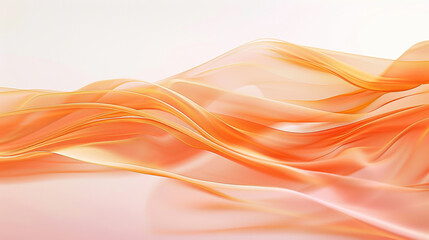 A soft pastel orange wave, gentle and warm, undulating elegantly across a white background, captured in a detailed ultra high-definition photo.