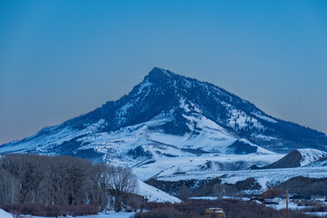 Snow covered Medicine Bow Mountains Range  in Colorado at Sunrise 