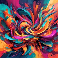 Explosion of colors: streams of bright colors in abstract composition