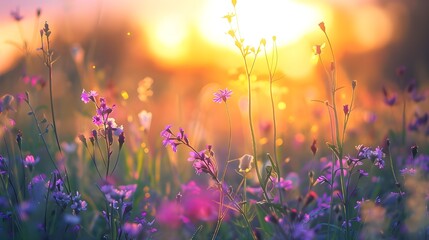 vintage background little flowers, nature beautiful, toning design spring nature, sun plants