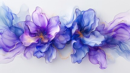 Group of Purple Flowers on White Background