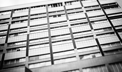 Diagonal black & white windows of modern building backdrop