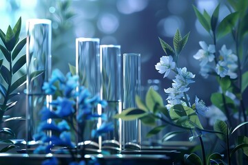 botanical research and flora study backdrop for science media 3d illustration