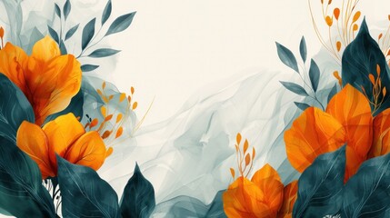 Orange Flowers on White Background