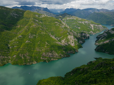 View of the Koman lake in Albania